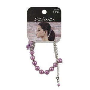 Scünci Pearl off Purple Bead Hair Ties With Silver Accents & Charms